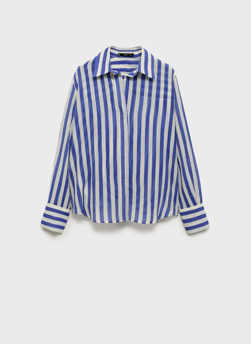 MANGO Striped Lyocell Shirt