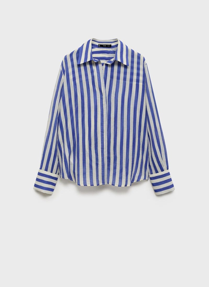 MANGO - Striped Lyocell Shirt - Image 1