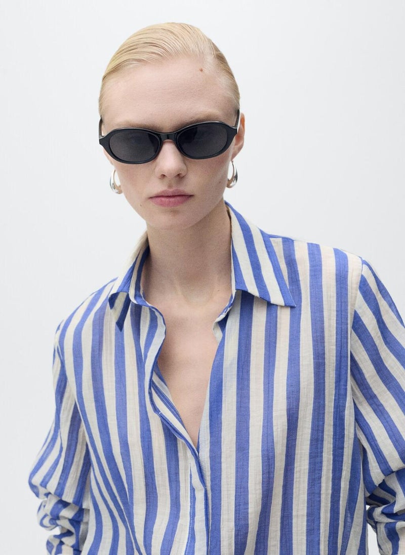 MANGO - Striped Lyocell Shirt - Image 1