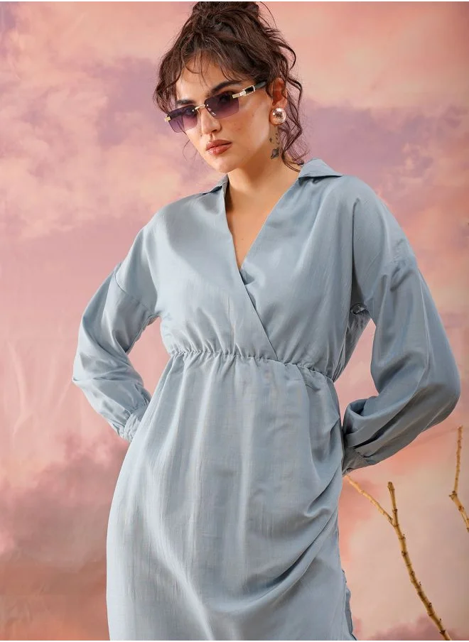 مرفوعة Women Regular Fit Casual Solid Wrap Dress