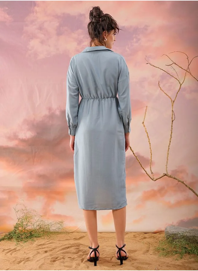 مرفوعة Women Regular Fit Casual Solid Wrap Dress