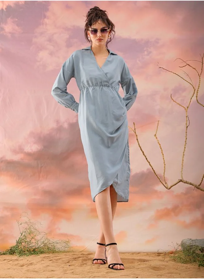 مرفوعة Women Regular Fit Casual Solid Wrap Dress