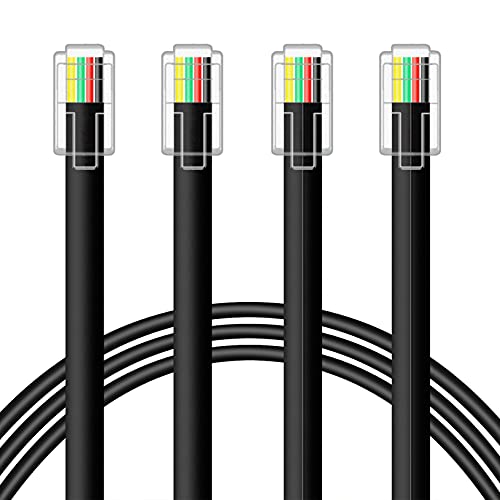 NECABLES 2Pack RJ9 Cable 1ft 4P4C Phone Cord Telephone Cable RJ9 / RJ10 / RJ22 4P4C Male to Male Straight for Both Data and Voice Black - 1 Foot - Image 2
