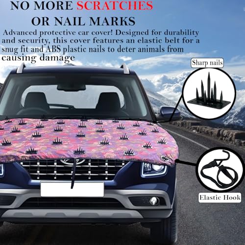 AUTOUNIKO Dustproof Bonnet+Roof Spike Car Cover Complete Protection from Street Dogs Cat Monkeys & Wild Animals, Compatible Universal Size with SUV (Bonnet) - Image 4