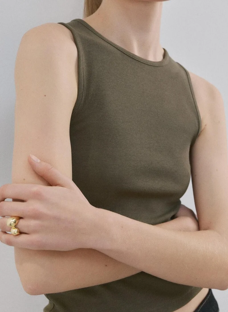 MANGO  Ribbed cotton-blend top for Women | Best Price UAE