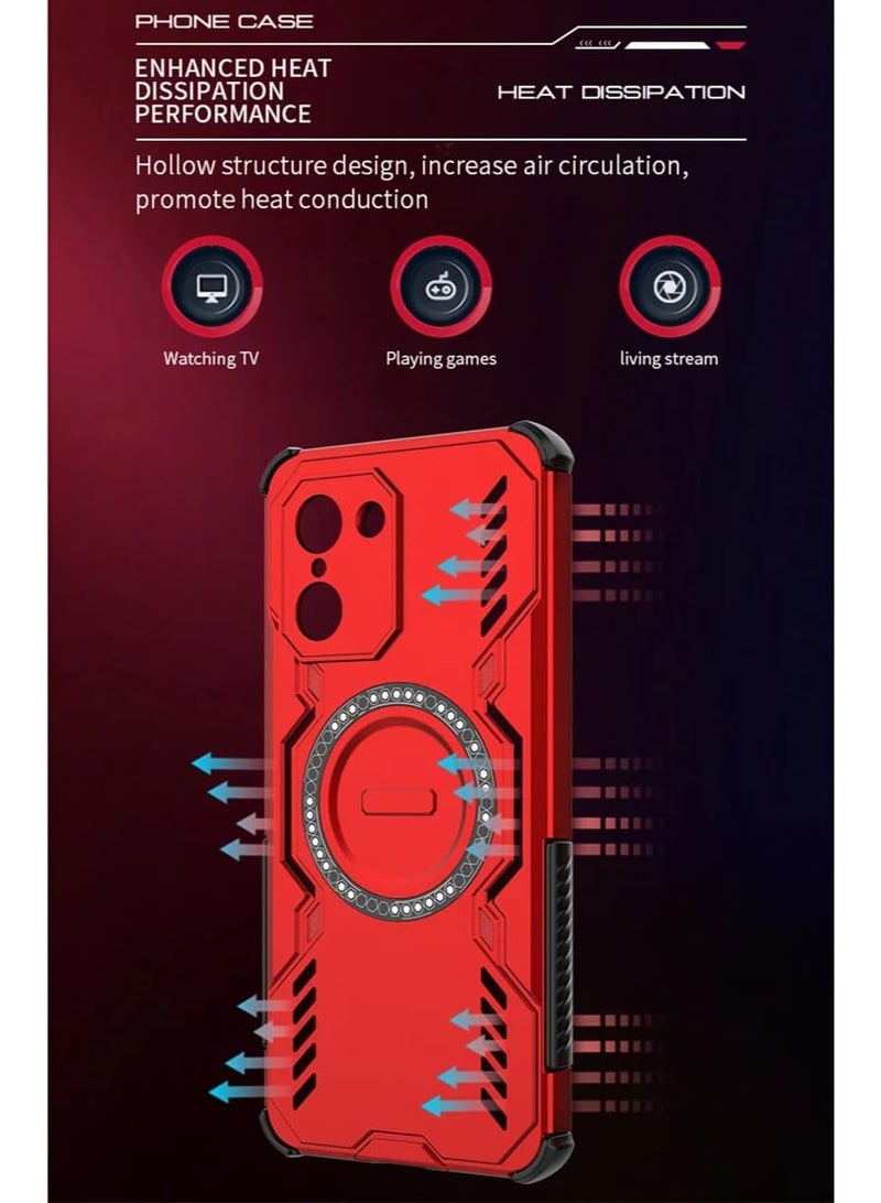 عام غطاء مغناطيسي متوافق مع OnePlus Nord CE5 5G، مزود بوسائد هوائية لتبديد الحرارة ومقاوم للسقوط، غلاف خلفي هجين 2 في 1 من PC+TPU مقاوم للصدمات لـ OnePlus Nord CE5. - Image 2