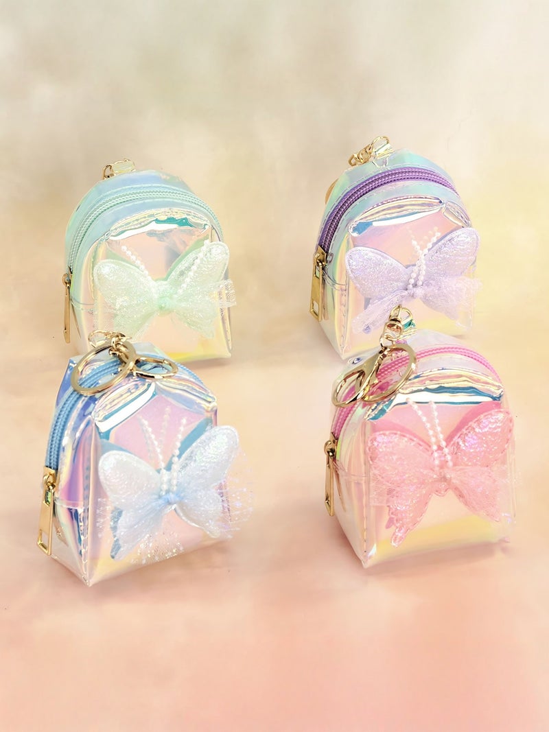 estella New Laser Rainbow Bow Keychain Purse with Mini Backpack, Cute Storage Bag for Girls - Image 5