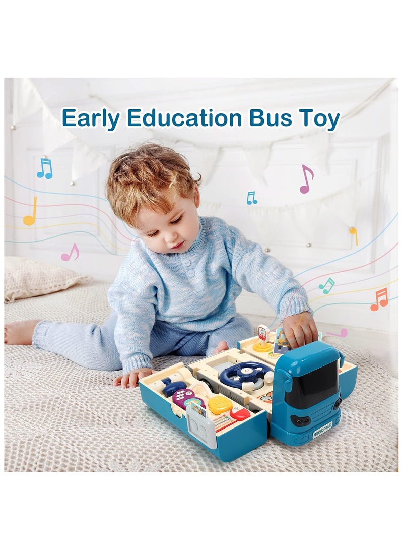 Bus Car Toy, Kids Play Vehicle with Sound and Light, Simulation Steering Wheel, Musical School Bus Toy for Toddler, Educational Bus Driving Toy Gift for Toddlers Boys & Girls - Image 2