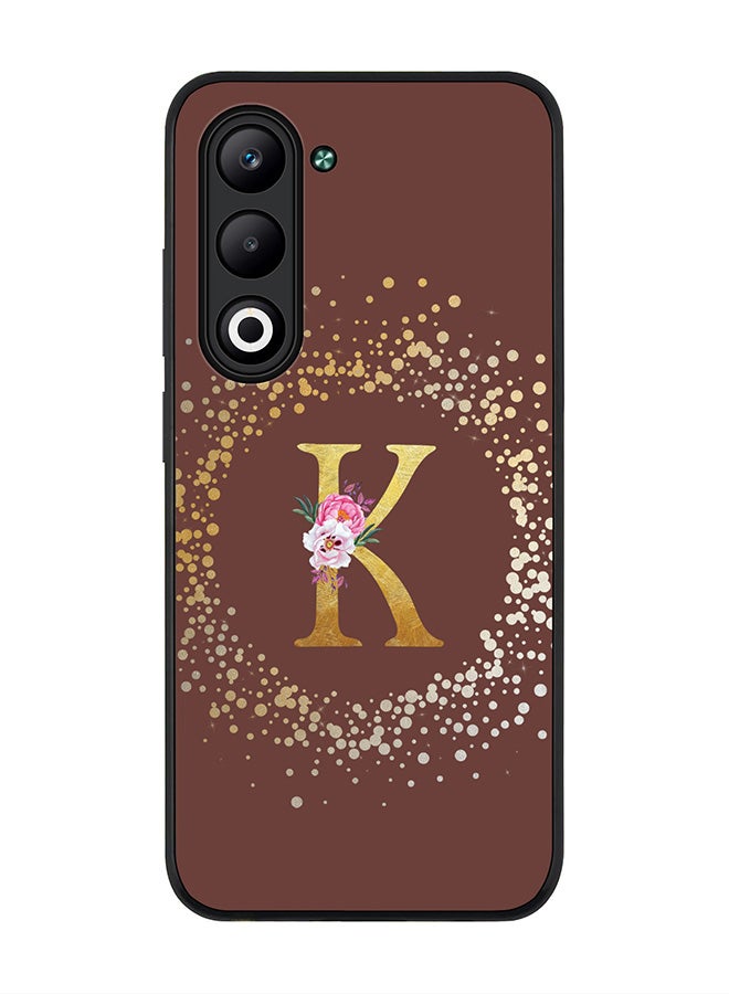 Stylizedd For Oppo A5 5G / A5 4G Case,Slim fit Camera Protection, Shockproof Thin Phone cover  - Custom Monogram Floral - K  (Brown )