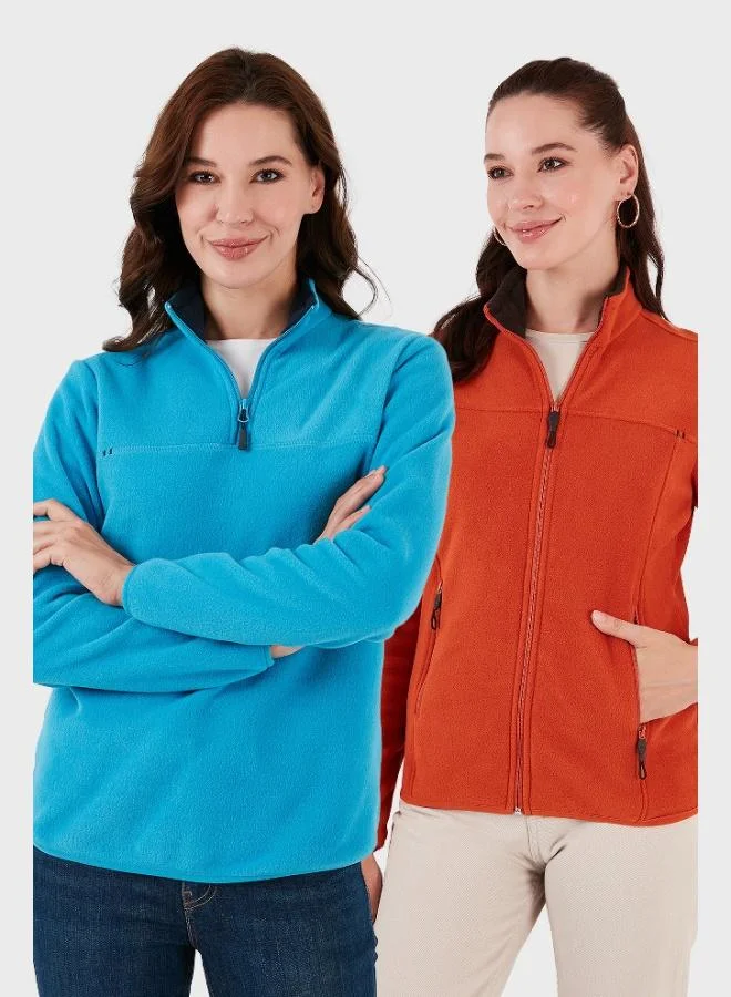 ليلا ليلا طقم قطعتين نسائي من البولار بقصة ضيقة وملمس ناعم مقاوم للتوبير