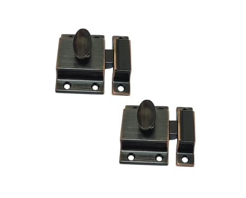 QCAA Traditional Large Oval Turn Cabinet Latch Solid Brass 2 for Cupboard Other Furniture Venetian Classical ORB OilRubbed Bronze 2 Pack Made in Taiwan - Image 1