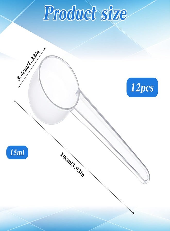 Alrhso 15ML Plastic Measuring Scoop 12 Pcs 1 Table Spoon Protein Scoop Set Reusable Clear Plastic Measuring Spoon for Coffee Milk Tea Protein Spices Pet Food - Image 2