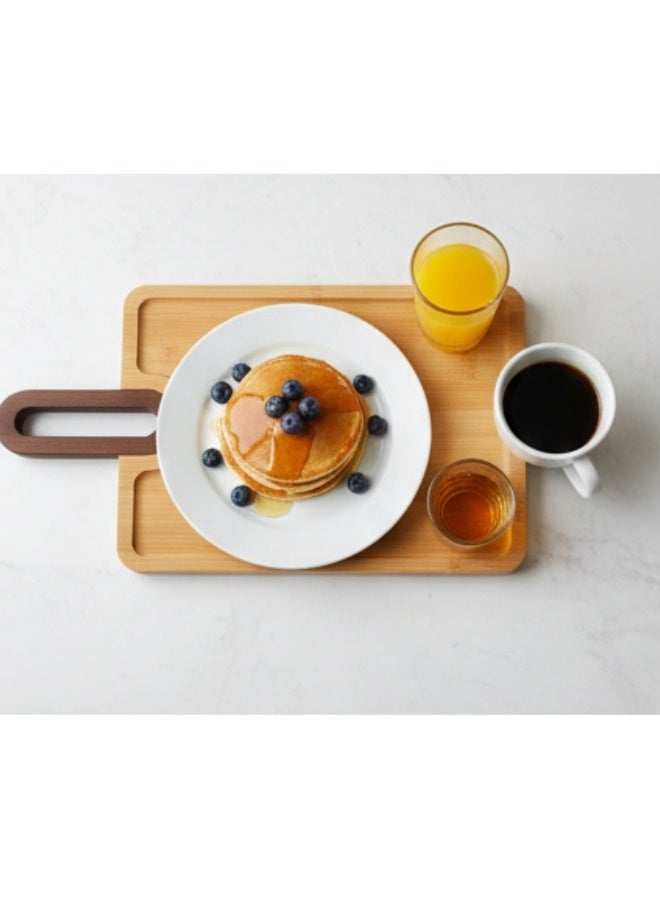 هابي هوم صينية تقديم خشبية من الخيزران مع مقبض عملي | صينية تقديم للمقبلات، البيتزا، الجبن والفواكه | صينية طبيعية صديقة للبيئة للاستخدام اليومي والمناسبات | تصميم عصري أنيق للمائدة 38*20سم - Image 4