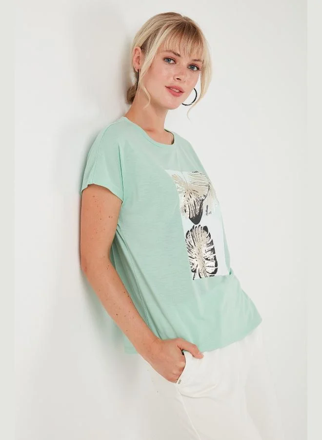 Lela Lela Printed Crew Neck Regular Fit T-Shirt Women's T-Shirt 6671004