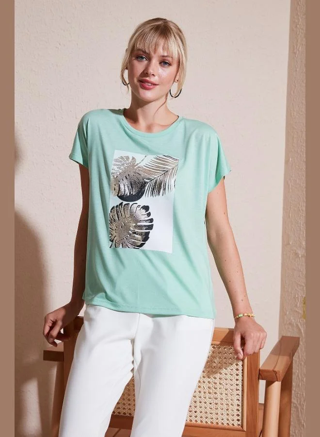 Lela Lela Printed Crew Neck Regular Fit T-Shirt Women's T-Shirt 6671004