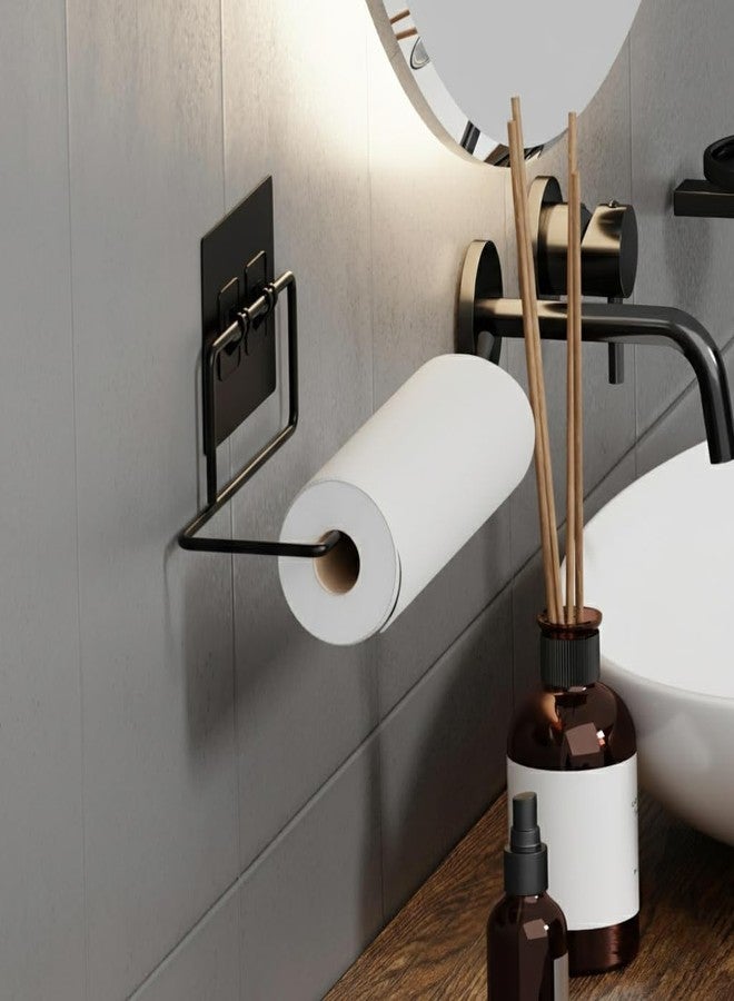 Stickzy Adhesive Toilet Paper Holder & Towel Rack - Heavy Duty No-Drill Wall Mount, Rustproof Tissue Roll Dispenser, Sleek Anti-Fall Design, Bathroom & Washroom Organizer, Black (Pack of 2) - Image 5