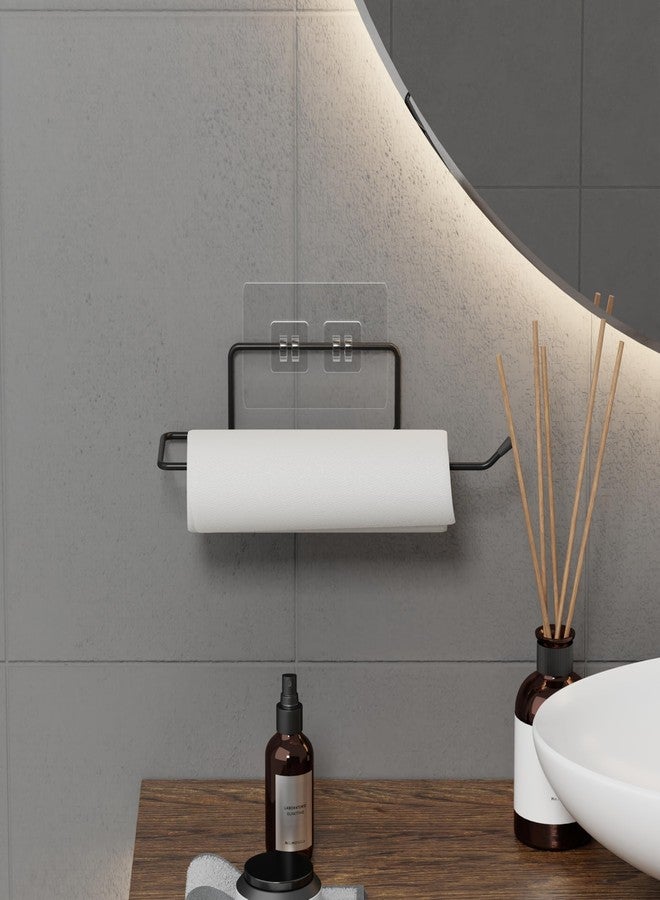 Stickzy Adhesive Toilet Paper Holder & Towel Rack - Heavy Duty No-Drill Wall Mount, Rustproof Tissue Roll Dispenser, Sleek Anti-Fall Design, Bathroom & Washroom Organizer, Black (Pack of 2) - Image 3