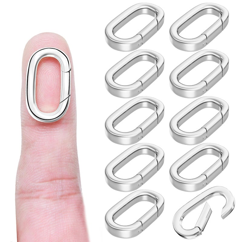 OHINGLT 10Pcs Carabiner Clip Pendant Clasps â€“ Silver Necklace Clasp and Closures, Bracelet Charm Connector for Women - Image 1