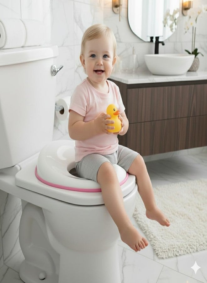 NAREVAL Portable Baby Potty Training Seat for Boys and Girls Potty seat Toilet Seat for Kids 0 to 5 years Child Toddler Non-Slip with Splash Guard Fits Round & Oval Western Toilets, Blue (Pink) - Image 4