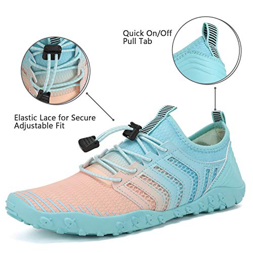 WateLves Water Shoes Mens Womens Beach Swim Shoes Quick-Dry Aqua Socks Pool Shoes for Surf Yoga Water Aerobics (Gradient Pink Blue, 41) - Image 5