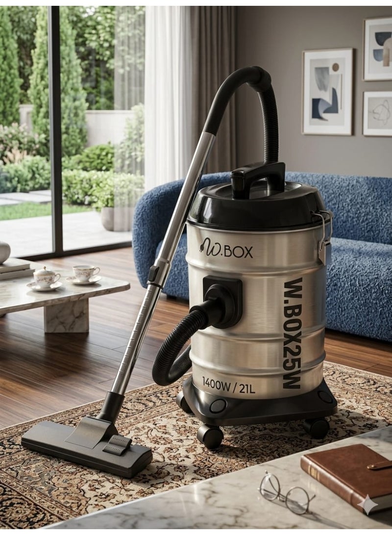 دبليو بوكس مكنسة كهربائية أسطوانية سعة 21 لترًا بقوة 1400 واط، لون أبيض كريمي كلاسيكي | RM-DVC21A - Image 2