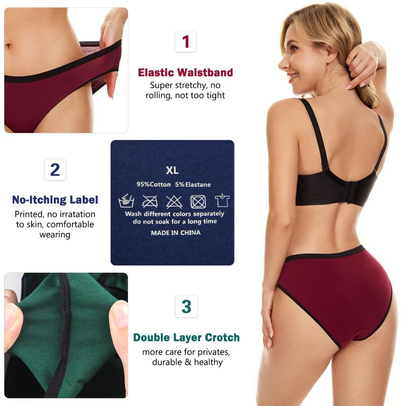 SIMIYA Cotton Underwear for Women 7 Pack Bikini Panties Breathable Ladies Underwear Invisible Hipster Panties Women Briefs Multicolor Medium - Image 3