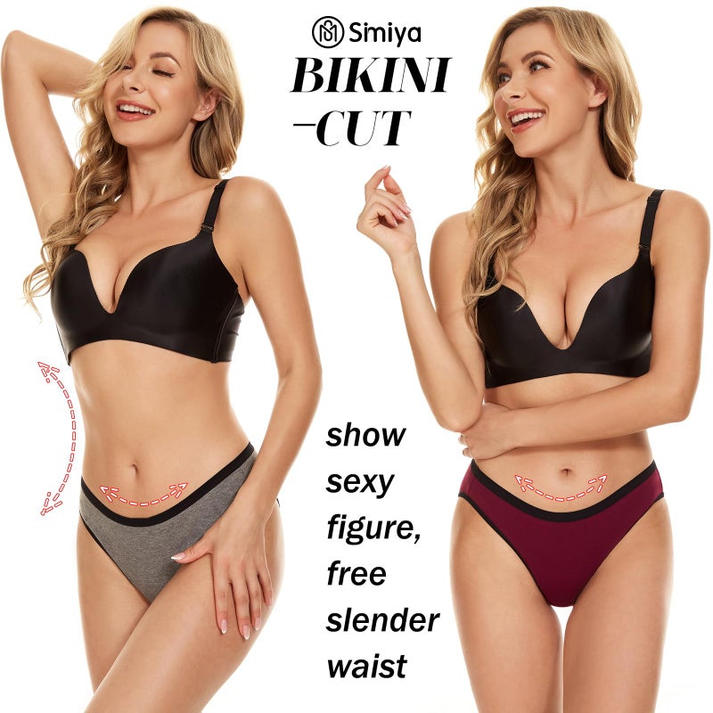 SIMIYA Cotton Underwear for Women 7 Pack Bikini Panties Breathable Ladies Underwear Invisible Hipster Panties Women Briefs Multicolor Medium - Image 4