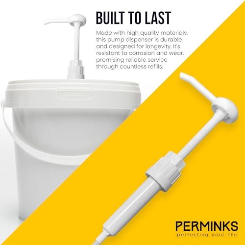 PERMINKS 5 Gallon Pump Dispenser - Pump for 5 Gallon Bucket, Jug, Bottle, Large Container - Great for Shampoo & Conditioner, Laundry Detergent, Snow Cone Syrup, Bleach Liquid, Oil & More (Pack of 1) - Image 2
