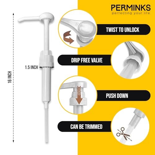 PERMINKS 5 Gallon Pump Dispenser - Pump for 5 Gallon Bucket, Jug, Bottle, Large Container - Great for Shampoo & Conditioner, Laundry Detergent, Snow Cone Syrup, Bleach Liquid, Oil & More (Pack of 1) - Image 3