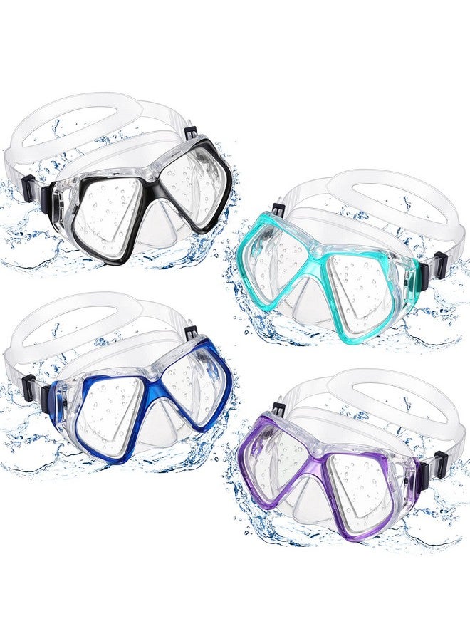 Fabbay نظارات سباحة للبالغين 4 قطع مع غطاء أنف قناع السباحة زجاج مقسى قناع الغوص معدات الغوص للبالغين والشباب (أسود أزرق أخضر فاتح بنفسجي) - Image 2