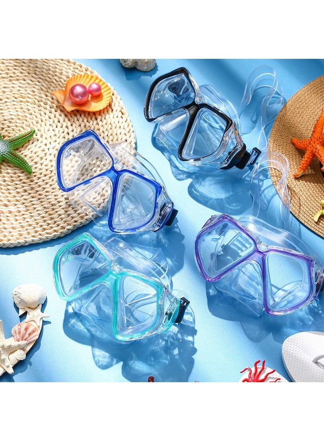 Fabbay نظارات سباحة للبالغين 4 قطع مع غطاء أنف قناع السباحة زجاج مقسى قناع الغوص معدات الغوص للبالغين والشباب (أسود أزرق أخضر فاتح بنفسجي) - Image 5