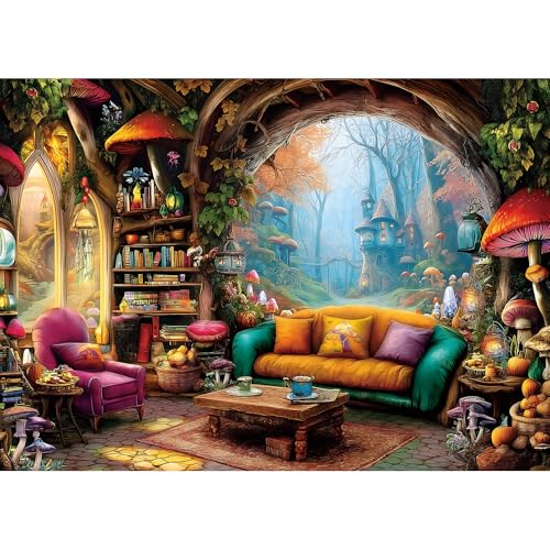 Blueforest 1000 Piece Jigsaw Puzzle for Adults Whimsical Forest Living Room Magical Puzzle Challenging Adult Puzzles with Vivid Art Finished Size 275x197 - Image 1