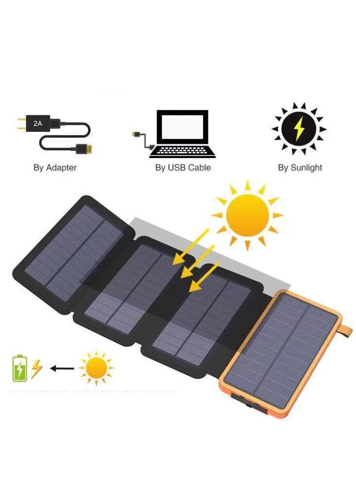 General - 8000mAh Solar Charger Power Bank with 4 Solar Panels, Dual USB, LED Flashlight Waterproof Portable External Backup Battery for iPhone, Mobile Phone, iPad, Tablet, etc - Image 1