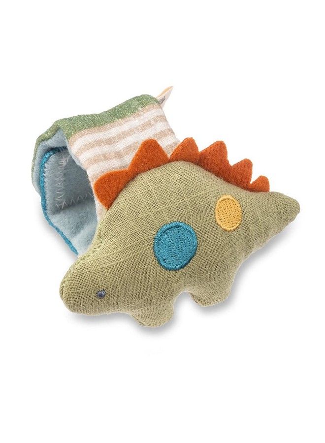 Wrist Rattle Wearable Itzy Bitzy Rattle For Babies; Made Of Soft Cotton And Easily Attaches To Wrist; Makes Gentle Rattle Sound; Dinosaur