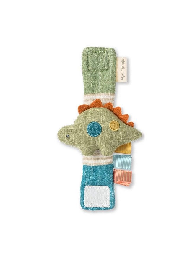 Wrist Rattle Wearable Itzy Bitzy Rattle For Babies; Made Of Soft Cotton And Easily Attaches To Wrist; Makes Gentle Rattle Sound; Dinosaur