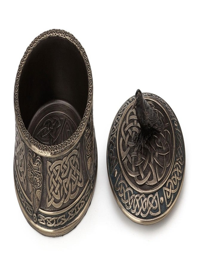 Veronese Design 4 Inch Raven Celtic Knot Pattern Round Trinket Box Cold Cast Resin Bronze Finish Home Decor - Image 2