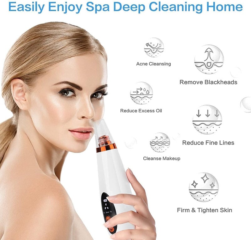 IDEA CHASERS 4 in 1 Derma Rechargeable Electric blackhead remover vacuum machine Derma Suction face cleaner machine Acne Pore Cleaner Whitehead Remover All Skin Types Blackhead - Image 4