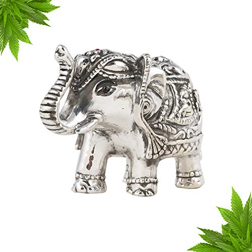 DHRUVS COLLECTION Pure Silver 999 Hollow Elephant Idol/Statue Symbol of Lord Ganesha/Buddha in Oxidised Finish (25-28 Gram, Single Piece) - Image 2