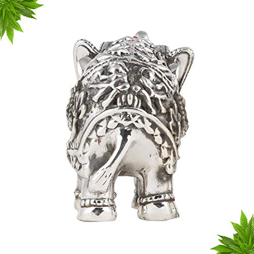 DHRUVS COLLECTION Pure Silver 999 Hollow Elephant Idol/Statue Symbol of Lord Ganesha/Buddha in Oxidised Finish (25-28 Gram, Single Piece) - Image 4