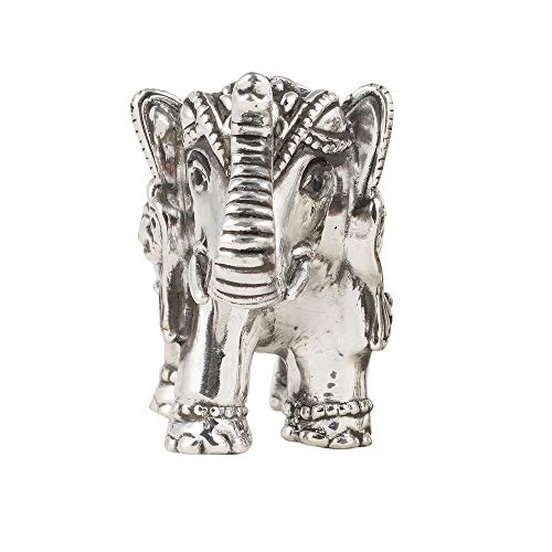 DHRUVS COLLECTION Pure Silver 999 Hollow Elephant Idol/Statue Symbol of Lord Ganesha/Buddha in Oxidised Finish (25-28 Gram, Single Piece) - Image 1