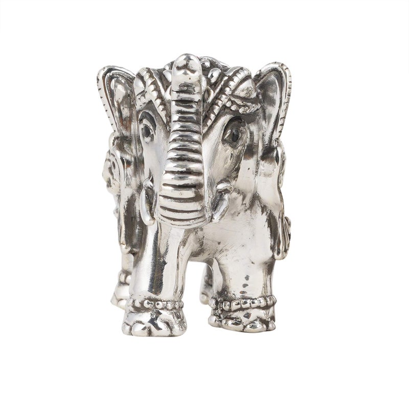 DHRUVS COLLECTION Pure Silver 999 Hollow Elephant Idol/Statue Symbol of Lord Ganesha/Buddha in Oxidised Finish (25-28 Gram, Single Piece) - Image 5