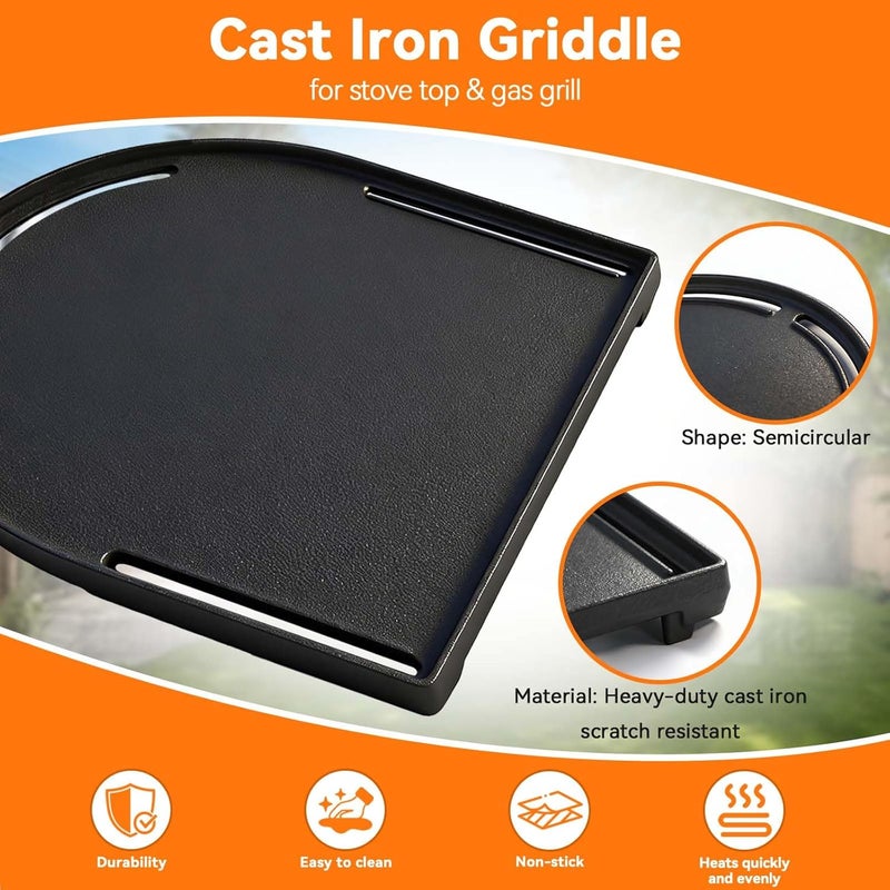 FORYEYC 13 x 12.4" Cast Iron Griddle for Coleman Roadtrip 285, 225 table top Grill Replacement Parts, Coleman Cooktop LX LXE LXX, Griddle part for Coleman Roadtrip Swaptop Grill Accessories Grill Plate - Image 3