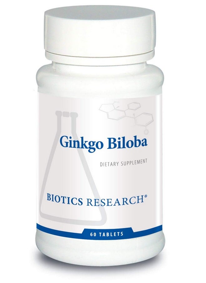 BIOTICS Research Ginkgo Biloba Standardized 24% Ginkgo Biloba Percent Extract Brain Supplement Nootropic Focus Energy Memory Healthy Aging. 60 Tablets  - Image 1
