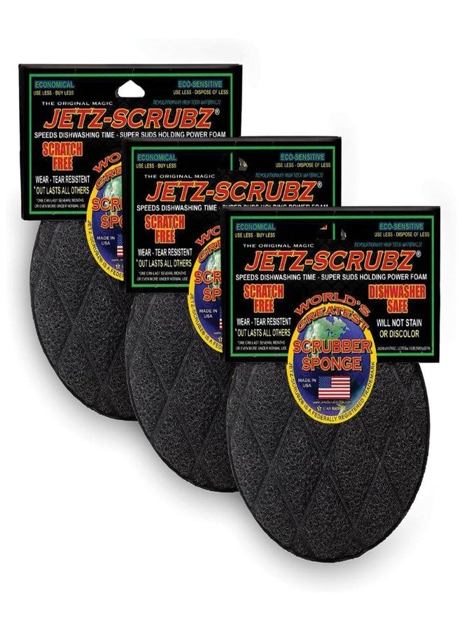 Jetz-Scrubz Scrubber Sponge, J22/3, Round, Set of 3, Made in the USA - Image 1