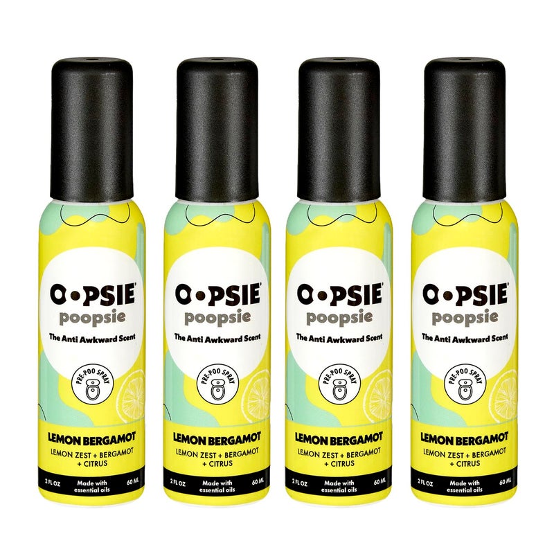 بخاخ أوبيس بوبيس ليمون برغموت قبل وبعد الذهاب إلى الحمام 2 أونصة مجموعة هدايا 4 عبوات مزيل روائح محمول