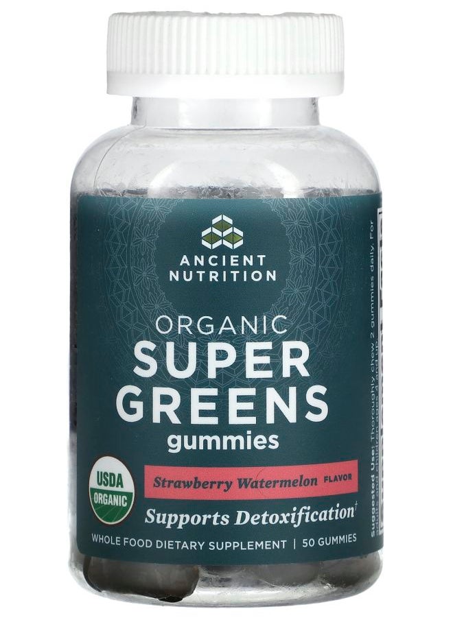 Ancient Nutrition - Organic Super Greens Gummies Strawberry Watermelon 50 Gummies - Image 1