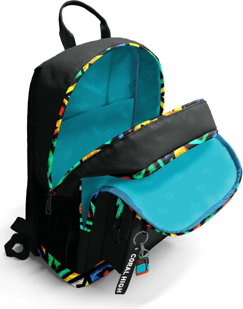 CORAL HIGH Black Graffiti Patterned School Backpack 23633