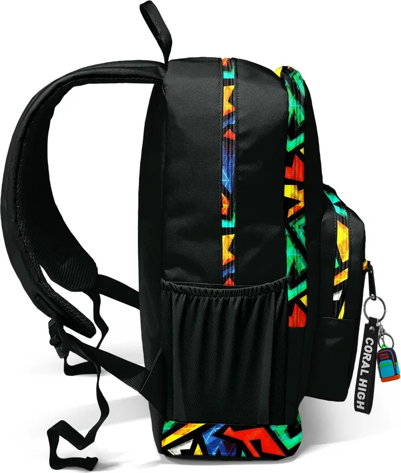 CORAL HIGH Black Graffiti Patterned School Backpack 23633