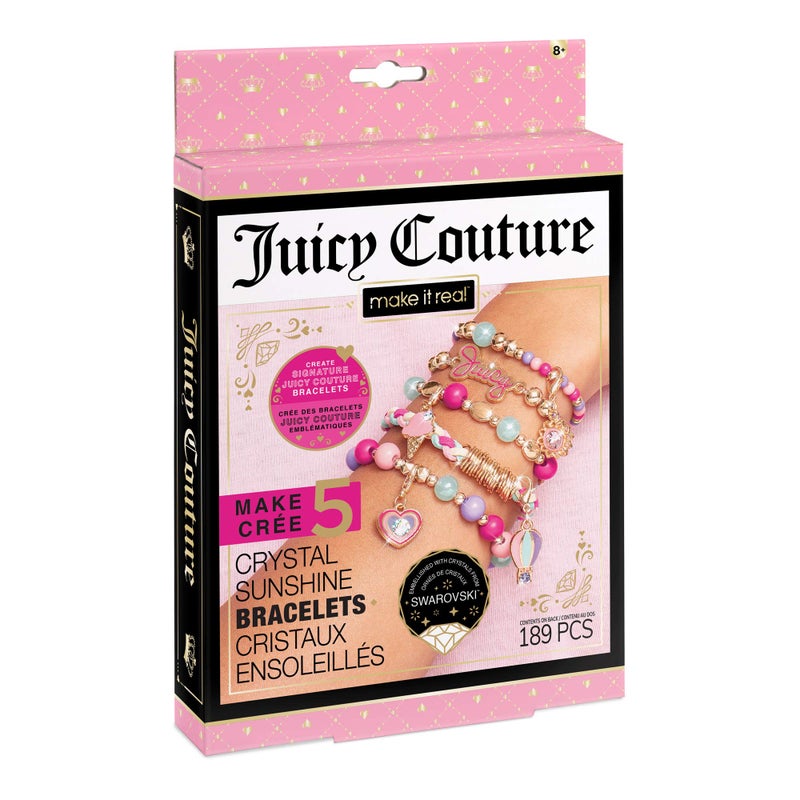 Make It Real - Juicy Couture Mini Crystal Sunshine - DIY Charm Bracelet Making Kit - Friendship Bracelet Kit with Swarovski Crystal Charms - Arts & Crafts Bead Kit for Girls - Makes 5 Bracelets - Image 1