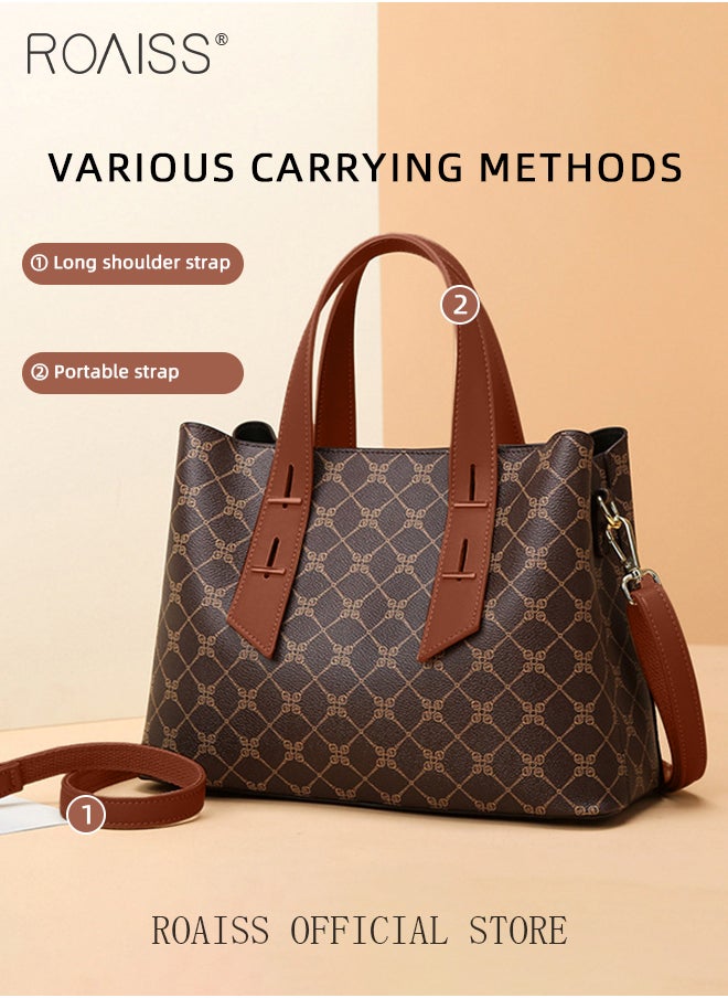 Premium Checkered Pattern Handbag for Women PVC Wear Resistant Large Capacity Casual Commuting Tote Bag Retro Fashion Shoulder Crossbody Bag with Multiple Compartments and Exquisite Hardware - pzsku/ZA03E1D45E2C40B3821C1Z/45/_/1722249125/e72313a4-cc0c-461a-a017-93fa07bf3377